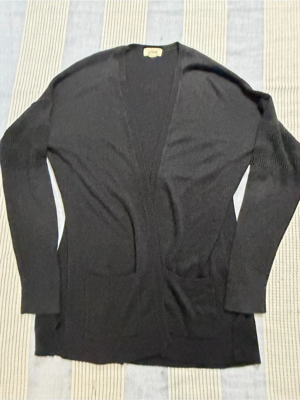 Garage Open-Front Cardigan Sweater- Black